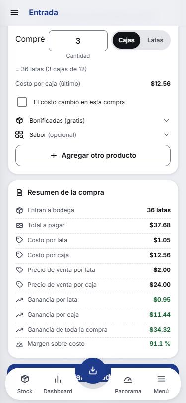 Registra compras por caja o por unidad